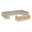 vidaXL 13 Piece Wood Garden Lounge Set in Gray