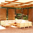 vidaXL 14 Piece Wood Garden Lounge Set in Cream