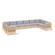 vidaXL 10 Piece Wood Garden Lounge Set in Gray