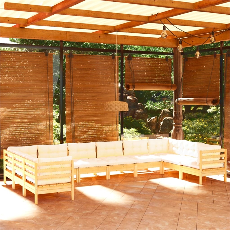 vidaXL Wood Large Garden Lounge Set in Cream/Natural