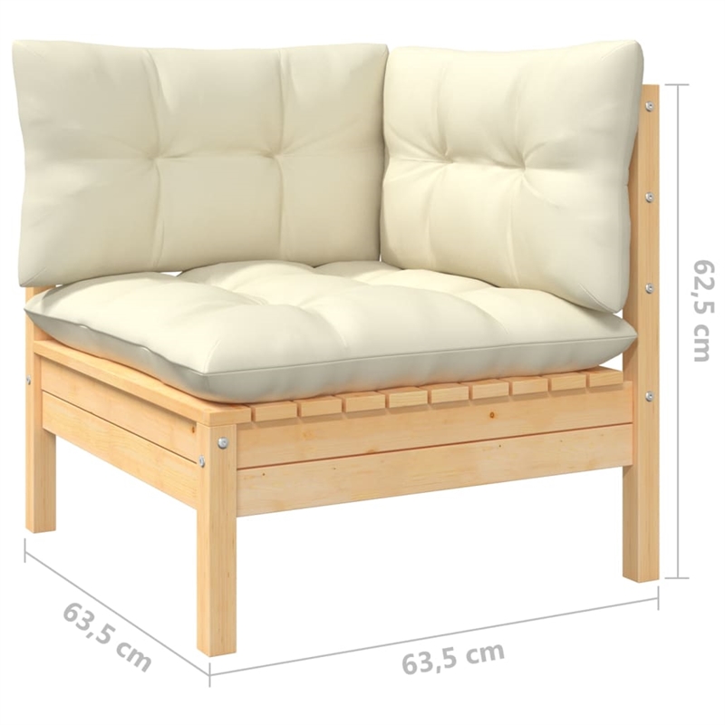 vidaXL Wood Large Garden Lounge Set in Cream/Natural
