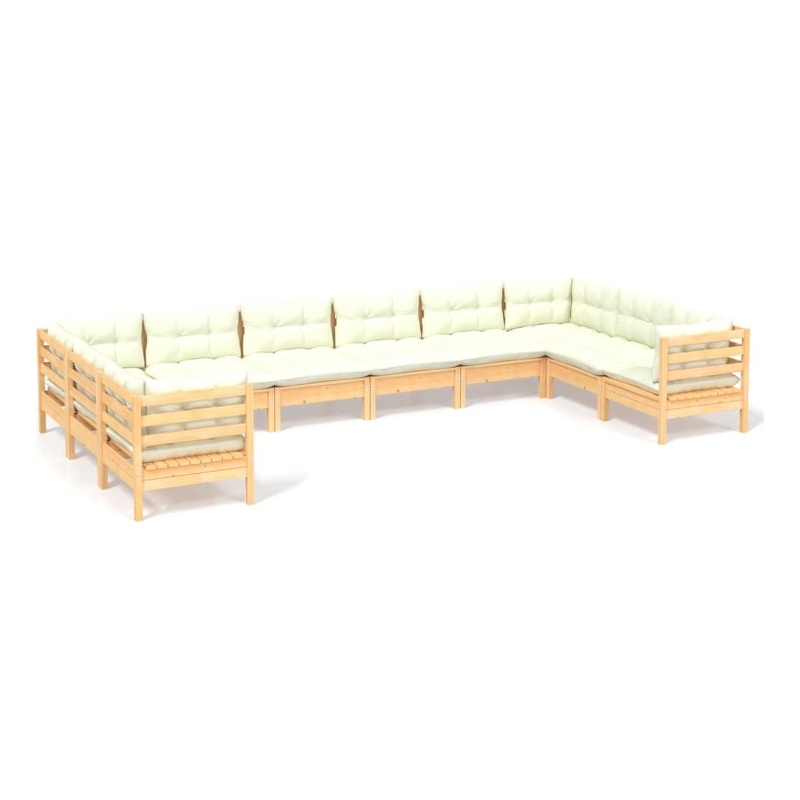 vidaXL Wood Large Garden Lounge Set in Cream/Natural