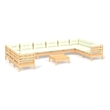 vidaXL 11 Piece Wood Garden Lounge Set in Cream