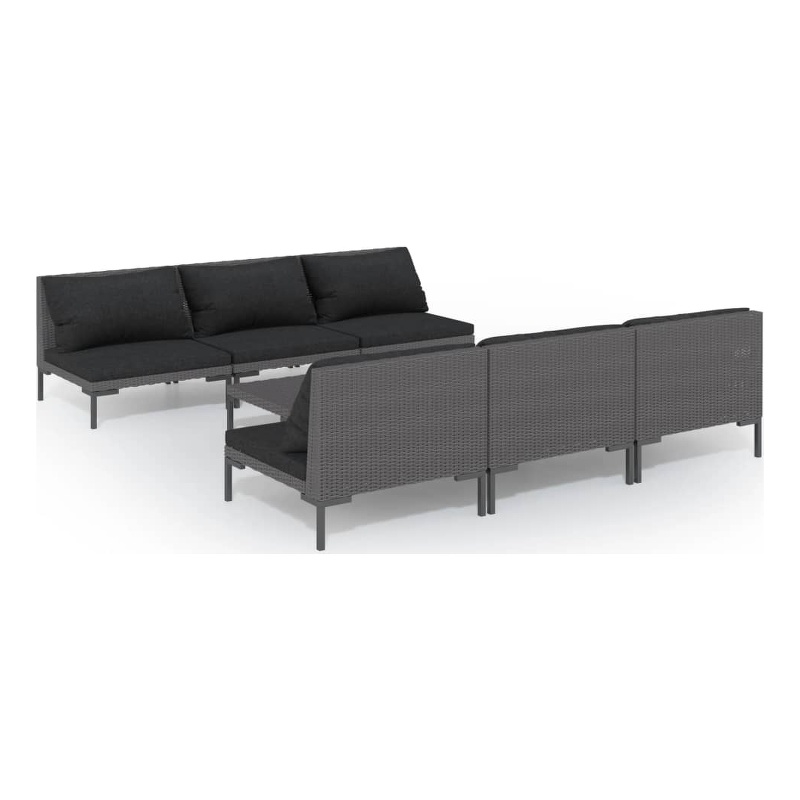 vidaXL 7 Piece Poly Rattan Garden Lounge Set in Gray