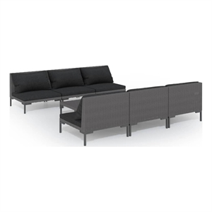vidaXL 7 Piece Poly Rattan Garden Lounge Set in Gray