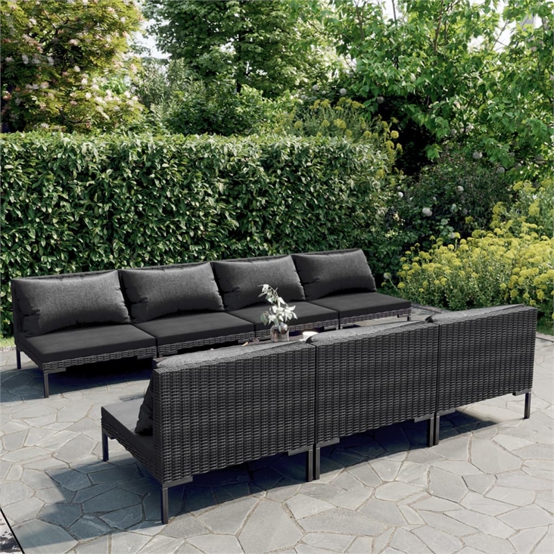 vidaXL 8 Piece Poly Rattan Garden Lounge Set in Gray
