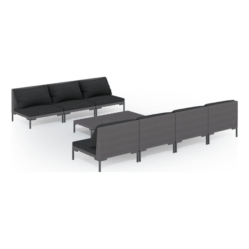 vidaXL 8 Piece Poly Rattan Garden Lounge Set in Gray