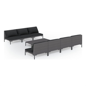 vidaXL 8 Piece Poly Rattan Garden Lounge Set in Gray