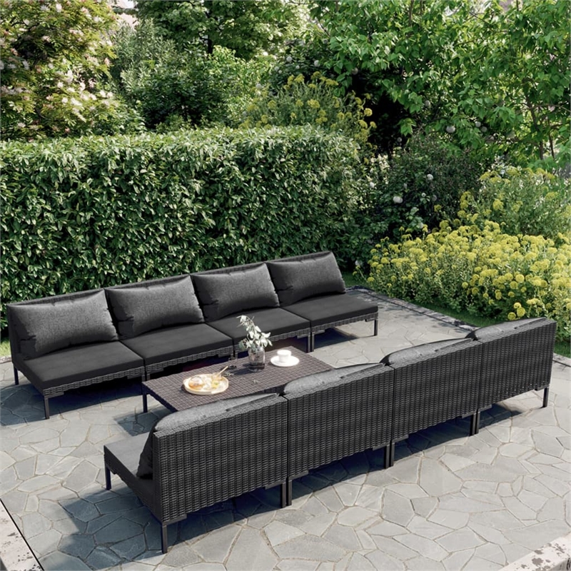 vidaXL 9 Piece Steel Garden Lounge Set in Gray