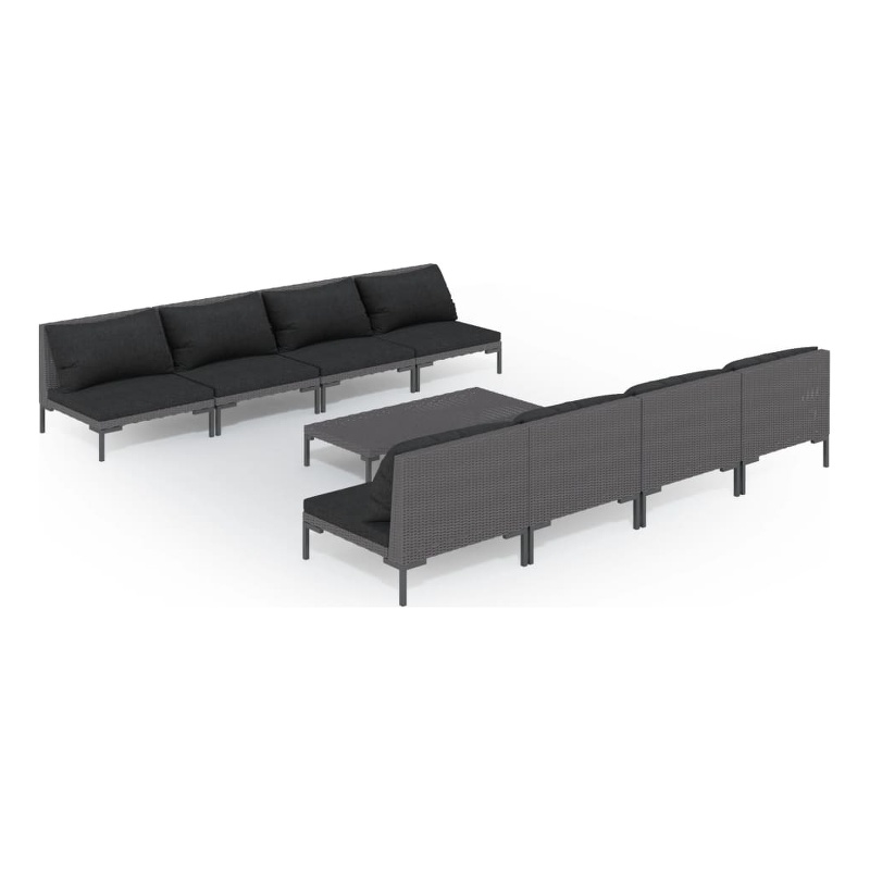 vidaXL 9 Piece Steel Garden Lounge Set in Gray