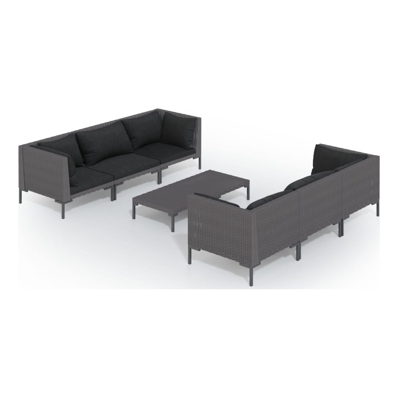 vidaXL 7 Piece Poly Rattan Garden Lounge Set in Gray