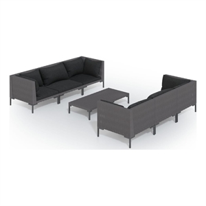vidaXL 7 Piece Poly Rattan Garden Lounge Set in Gray