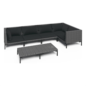 vidaXL 6 Piece Poly Rattan Garden Lounge Set in Gray