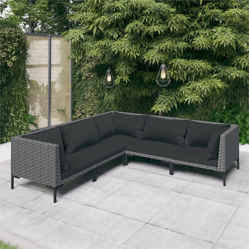 vidaXL 5 Piece Steel Garden Lounge Set in Gray