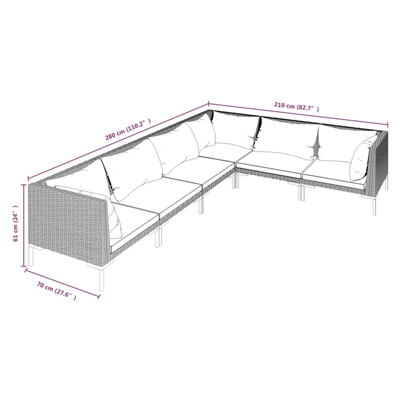 vidaXL 6 Piece Garden Lounge Set in Gray