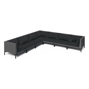 vidaXL 7 Piece Poly Rattan Large Garden Lounge Set in Gray