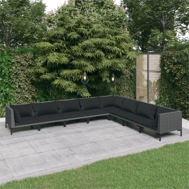 vidaXL 8 Piece Poly Rattan Lounge Set in Gray