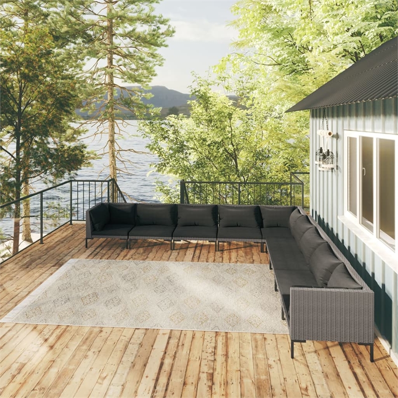 vidaXL 9 Piece Garden Lounge Set in Gray