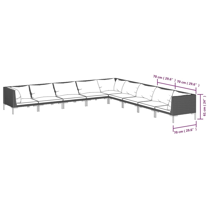vidaXL 9 Piece Garden Lounge Set in Gray