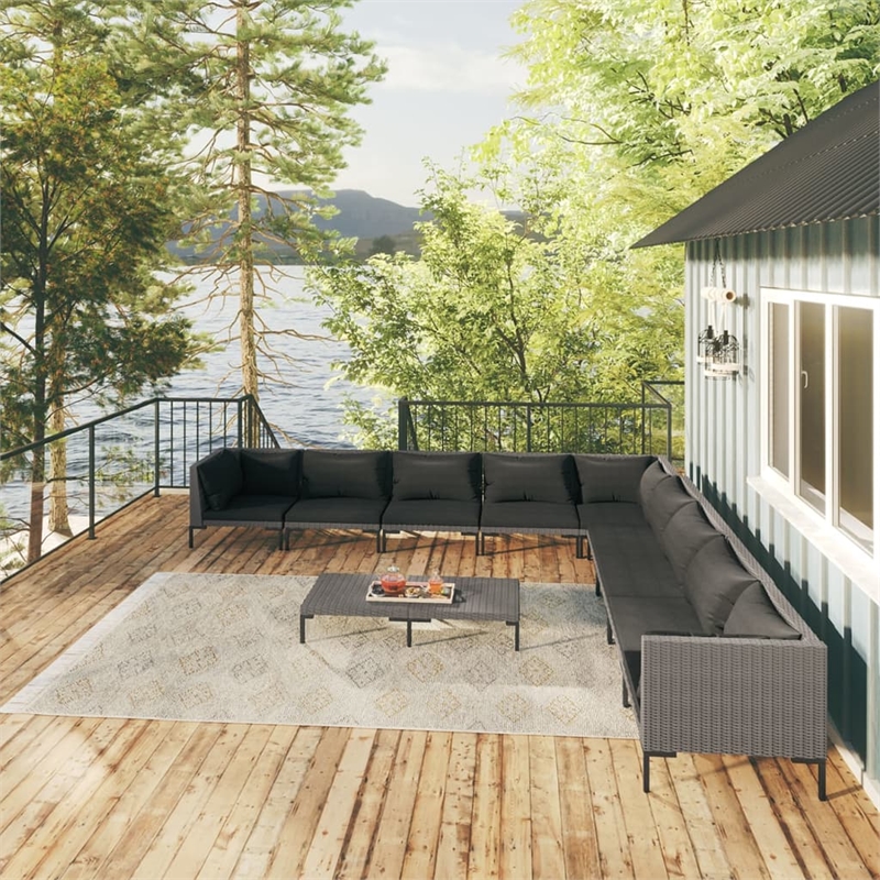 vidaXL 10 Piece Steel Garden Lounge Set in Gray
