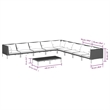 vidaXL 10 Piece Steel Garden Lounge Set in Gray