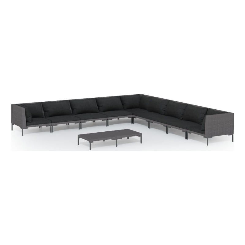 vidaXL 10 Piece Steel Garden Lounge Set in Gray