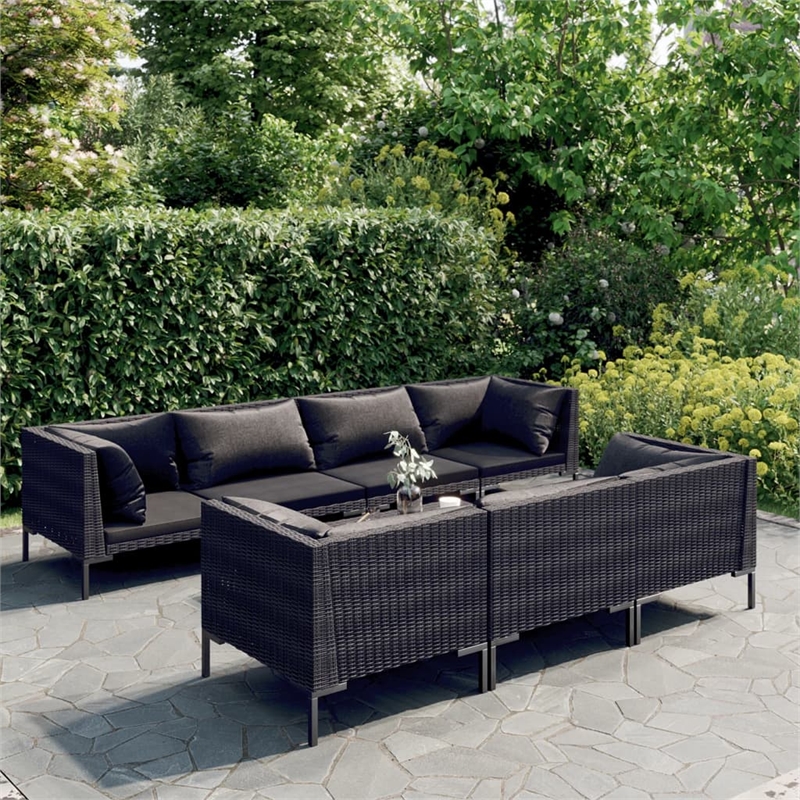 vidaXL 8 Piece Poly Rattan Garden Lounge Set in Gray