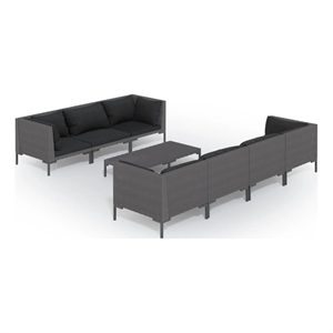 vidaXL 8 Piece Poly Rattan Garden Lounge Set in Gray