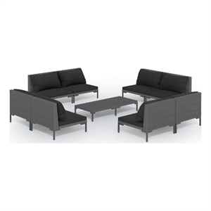 vidaXL 9 Piece Steel Garden Lounge Set in Gray