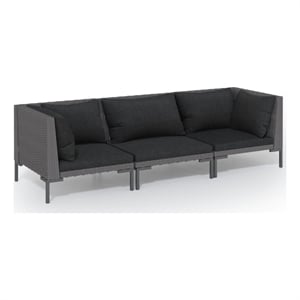 vidaXL 3 Piece Steel Garden Lounge Set in Gray