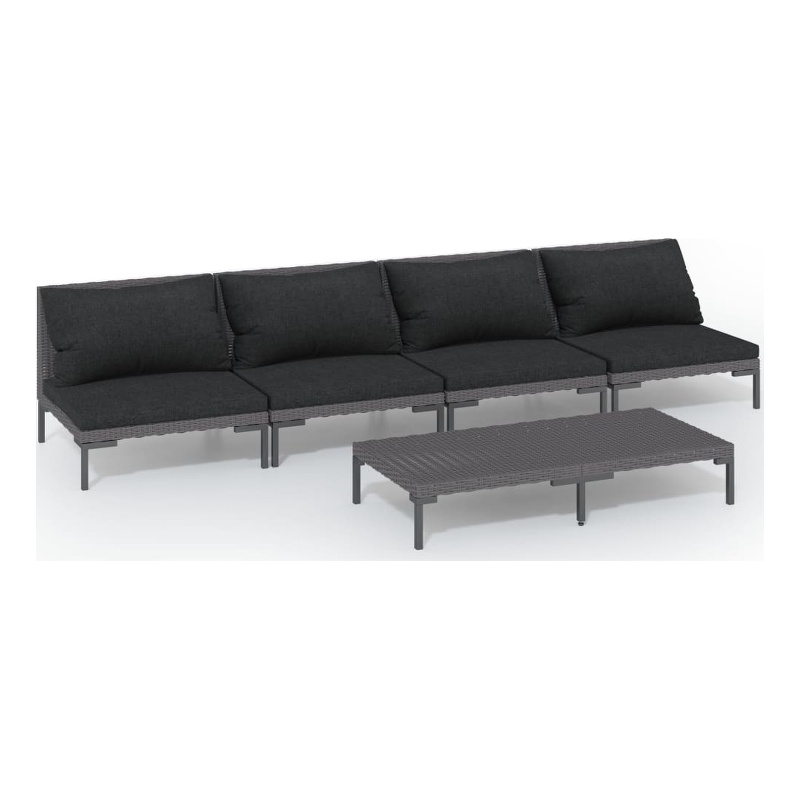 vidaXL 5 Piece Poly Rattan Garden Lounge Set in Gray
