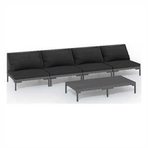 vidaXL 5 Piece Poly Rattan Garden Lounge Set in Gray