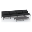 vidaXL 5 Piece Poly Rattan Garden Lounge Set in Gray