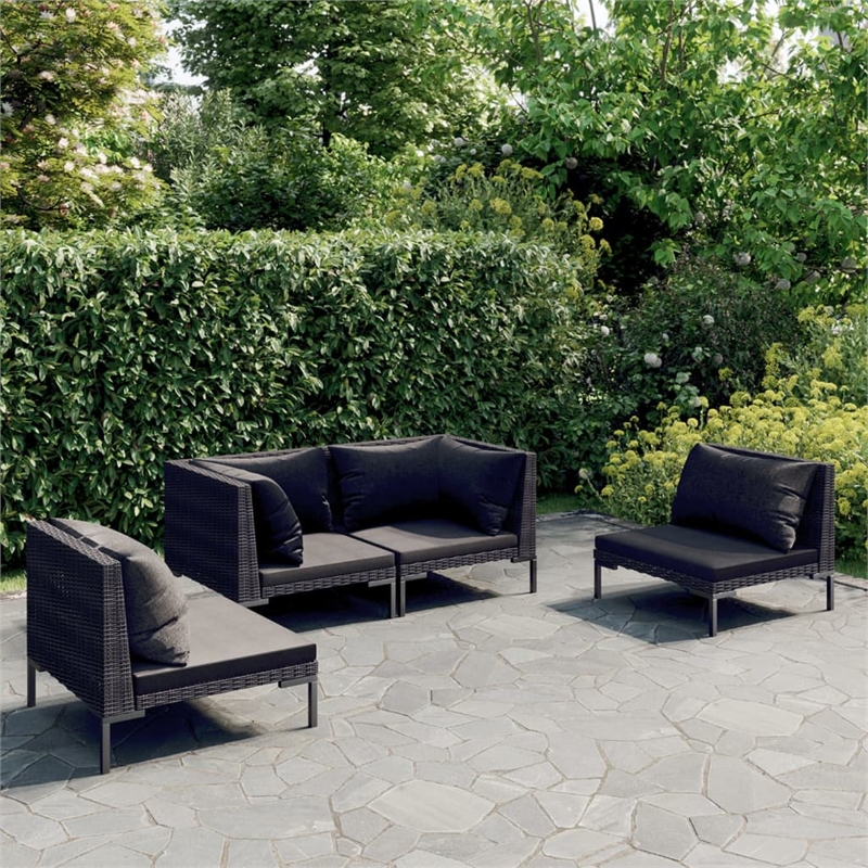 vidaXL 4 Piece Garden Lounge Set in Gray