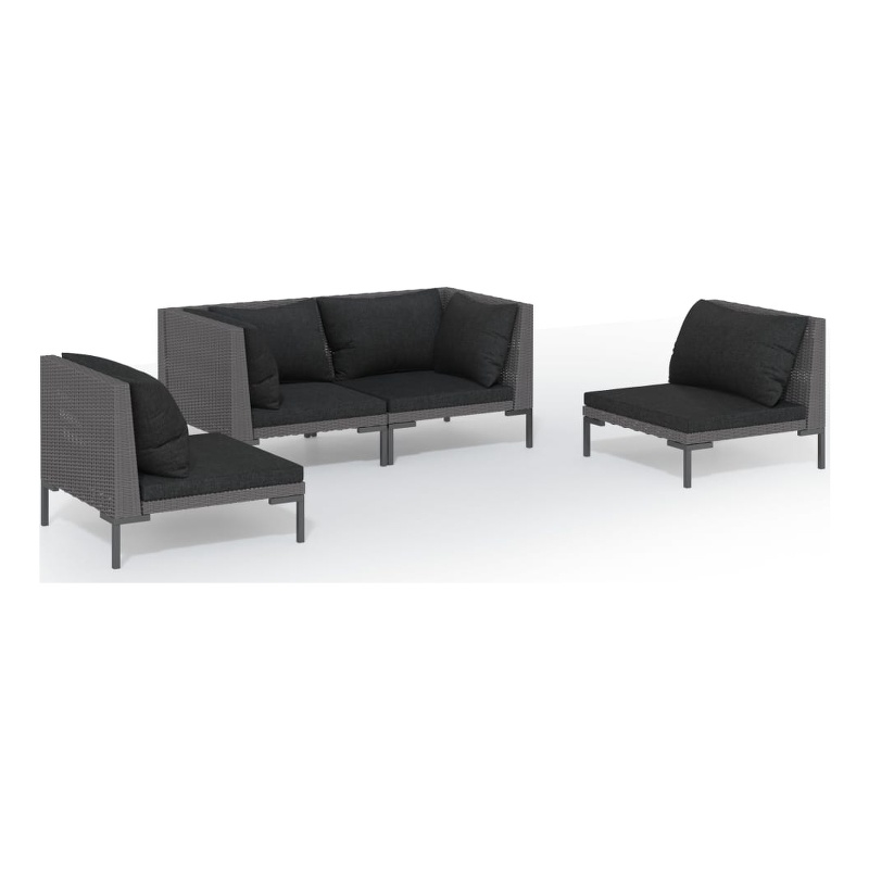 vidaXL 4 Piece Garden Lounge Set in Gray
