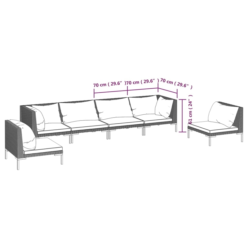 vidaXL Garden Lounge Set in Black/Gray