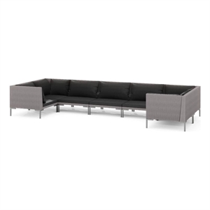 vidaXL 7 Piece Steel Garden Lounge Set in Black/Gray