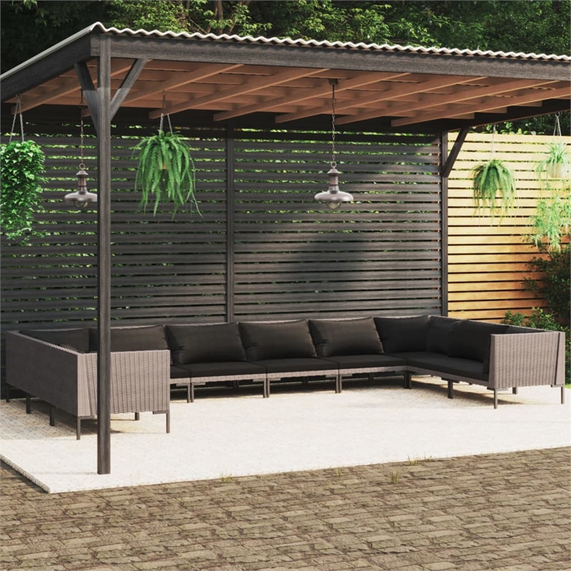 vidaXL 10 Piece Steel Garden Lounge Set in Gray