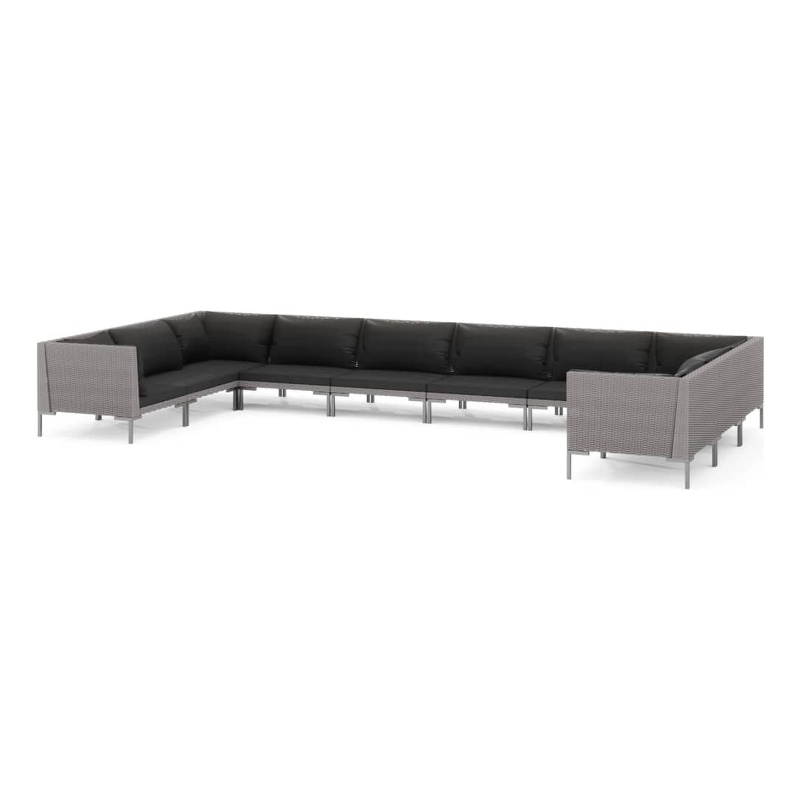 vidaXL 10 Piece Steel Garden Lounge Set in Gray