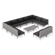 vidaXL 12 Piece Poly Rattan Garden Lounge Set in Black/Gray