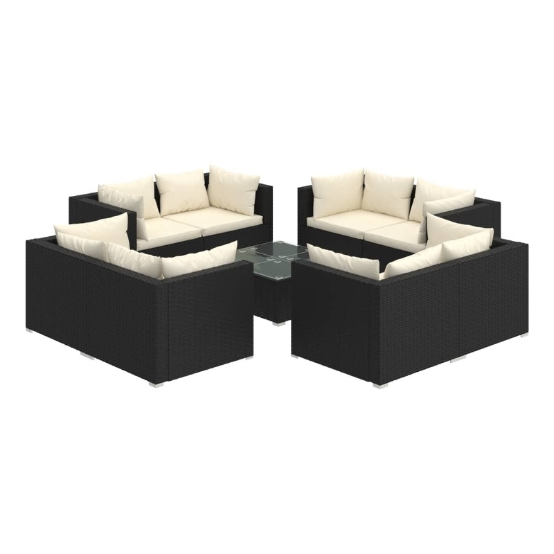 vidaXL 9 Piece Garden Lounge Set in Black