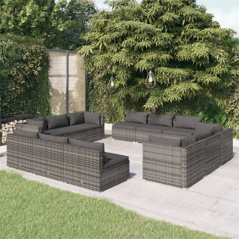 vidaXL 12 Piece Steel Garden Lounge Set in Gray