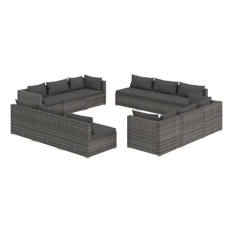 vidaXL 12 Piece Steel Garden Lounge Set in Gray