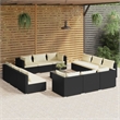 vidaXL 13 Piece Steel Large Lounge Set in Black/Cream