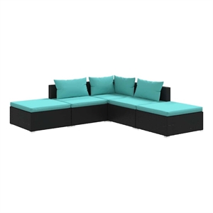 vidaXL 5 Piece Poly Rattan Garden Lounge Set in Black