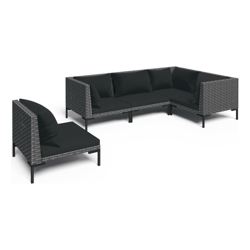vidaXL 5 Piece Steel Standard Garden Lounge Set in Gray
