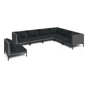 vidaXL 7 Piece Poly Rattan Garden Lounge Set in Gray