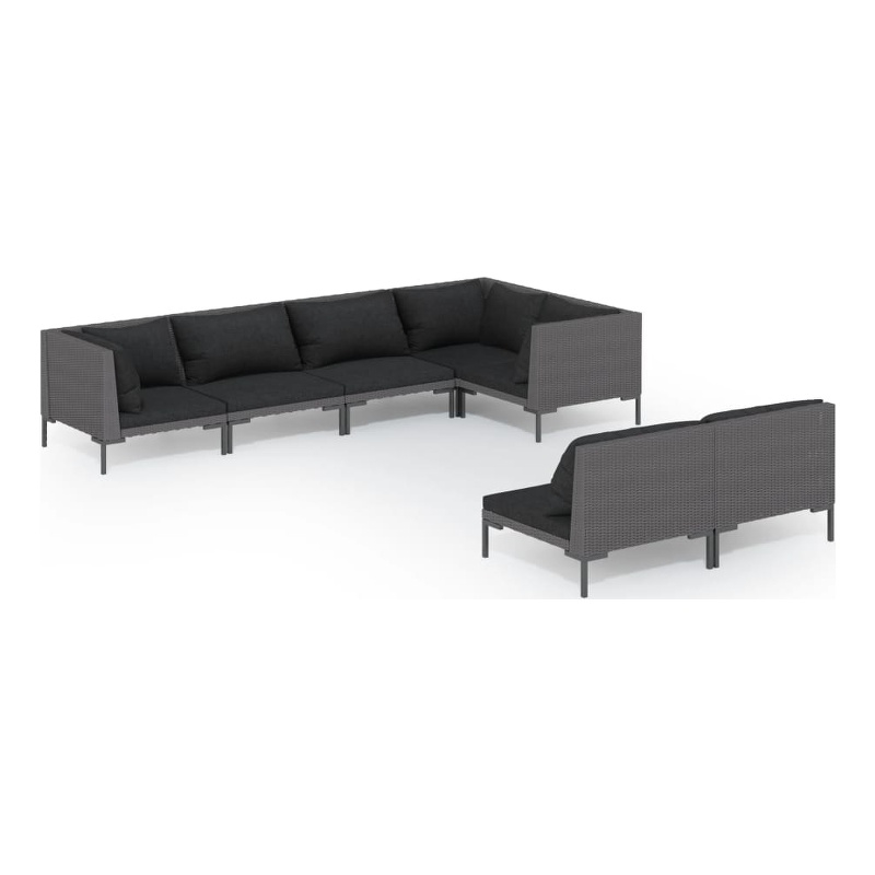 vidaXL 7 Piece Steel Garden Lounge Set in Gray