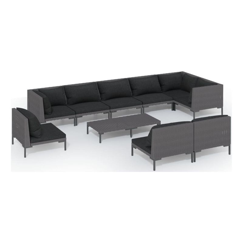 vidaXL 10 Piece Steel Garden Lounge Set in Gray