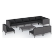 vidaXL 10 Piece Steel Garden Lounge Set in Gray